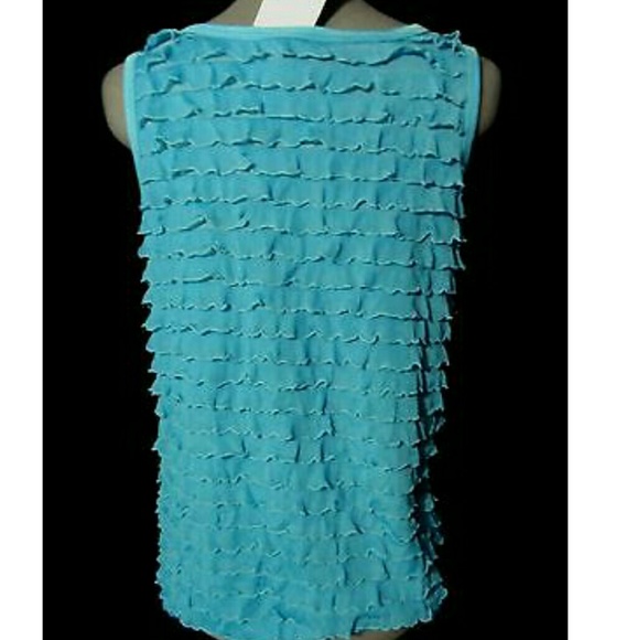 Nwt SLINKY BRAND Macy's Tiered Ruffle Tank top S Aqua Blue Soft and sexy - Picture 4 of 5